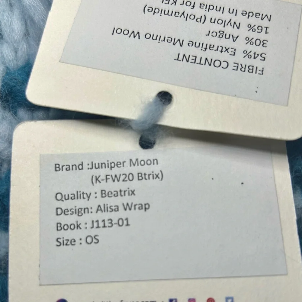 NWT Juniper Moon Alisa Wrap Extra Fin Merino Wool Angora Beatrix Shawl Scarf